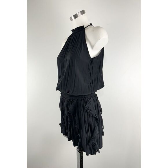 Ramy Brook Women's Rowan Eyelet Sleeveless Smocked Mini Dress Black Size XS part - Picture 4 of 6